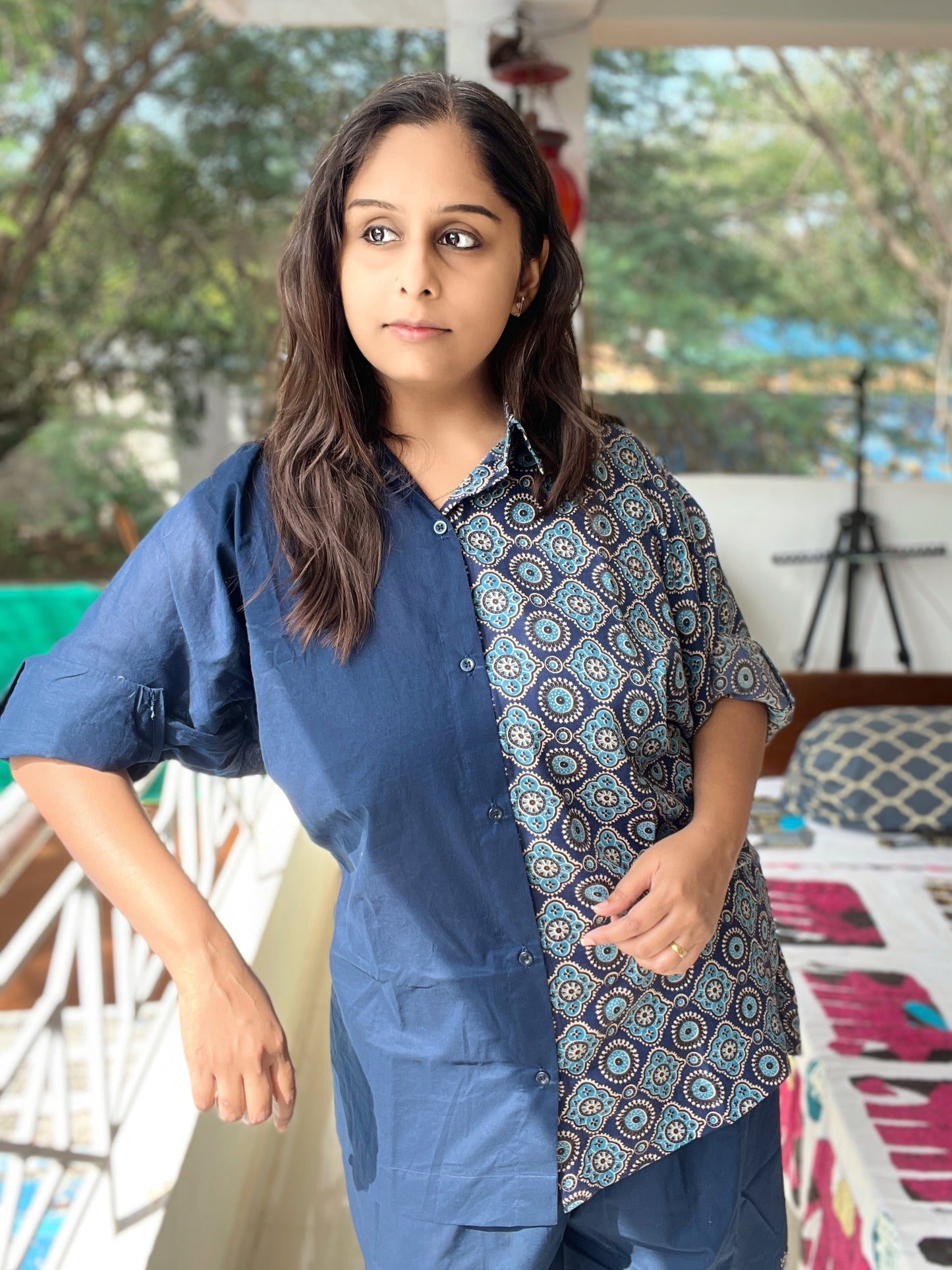 Ajrak Daily-Wear Baggy Coord Set Blue