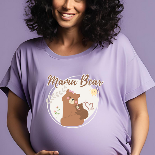Mama Bear Lavendar Oversized Maternity T-shirt