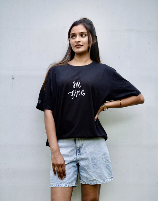 I'm Fine Regular Fit Unisex BTS Black Unique T-Shirt