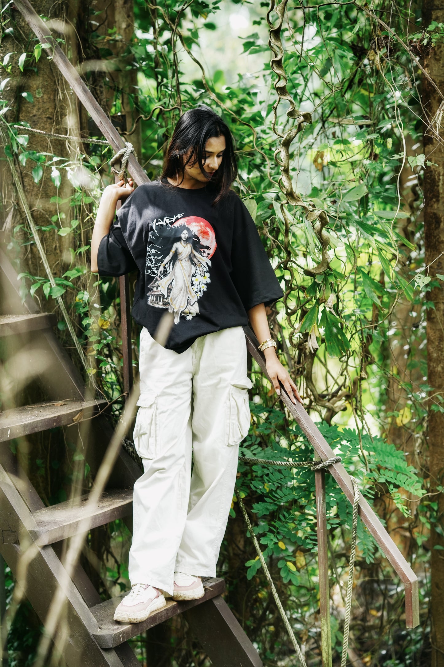 Yakshi Gothic Streetwear Black Oversized Unisex Tshirt
