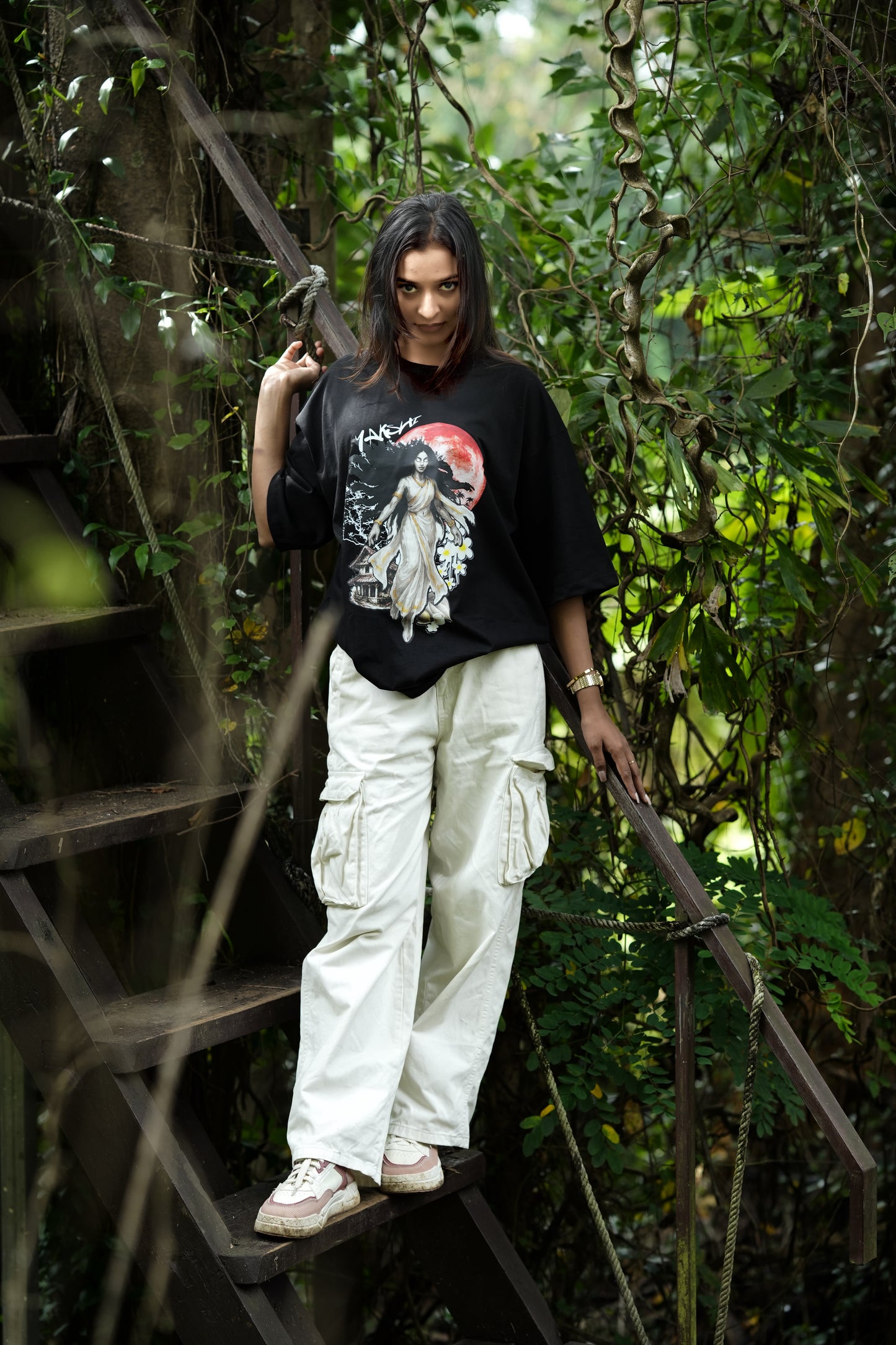 Yakshi Gothic Streetwear Black Oversized Unisex Tshirt
