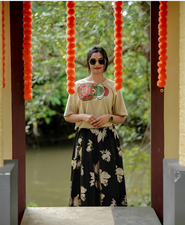 Kathakali Drip Beige Unisex T-Shirt
