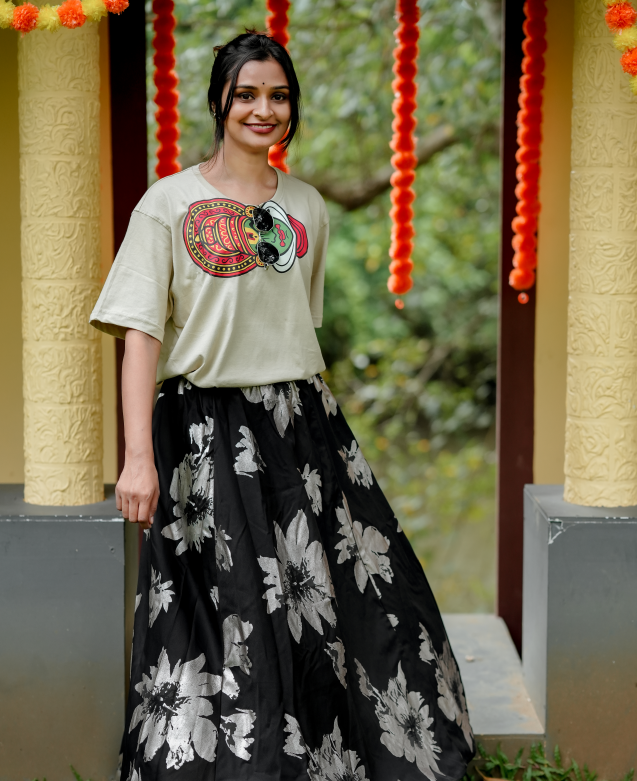 Kathakali Drip Beige Unisex T-Shirt