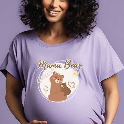 Mama Bear Lavendar Oversized Maternity T-shirt