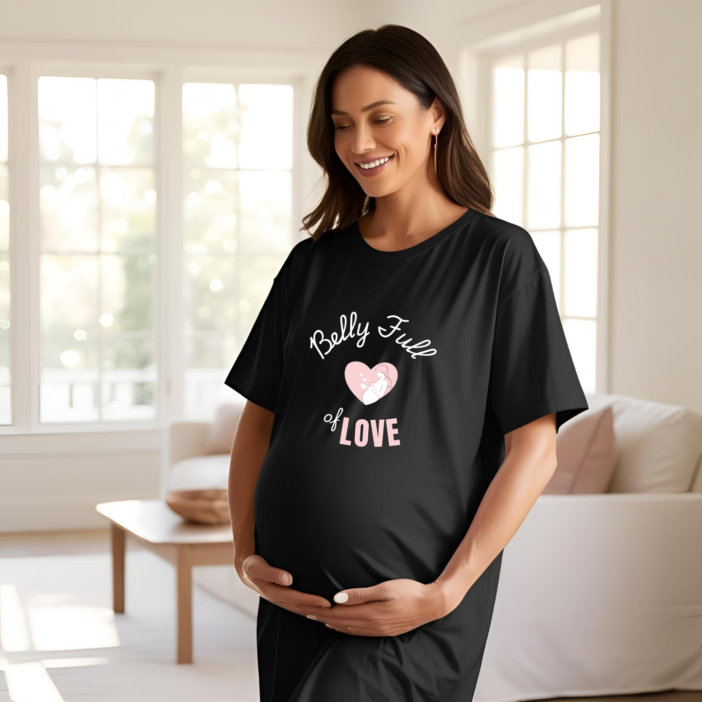 "Belly Full of Love" Oversized Maternity T-shirt