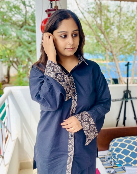 Ahalya Retro Ajrakh Mul Cotton Co-Ord Set | Oversized coords Women India