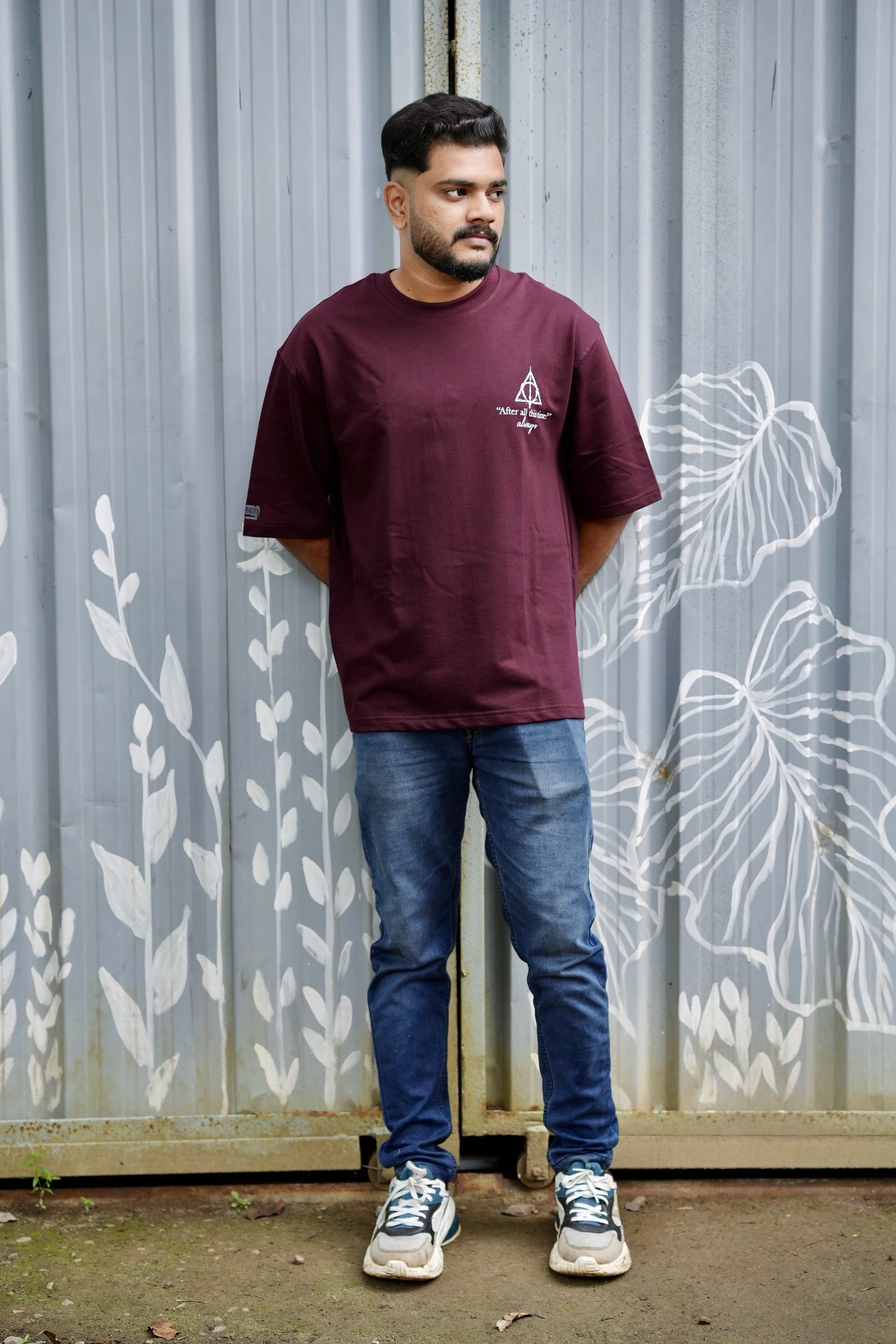 Harry Potter Fanclub Burgundy Oversized Unisex Retro T-shirt