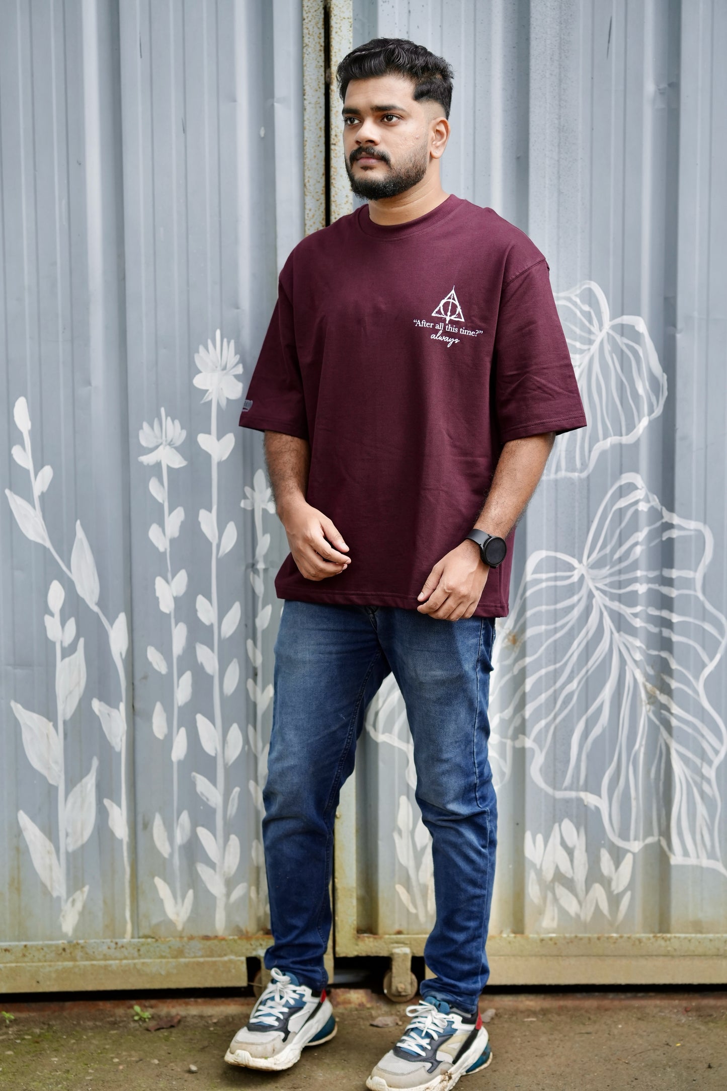 Harry Potter Fanclub Burgundy Oversized Unisex Retro T-shirt