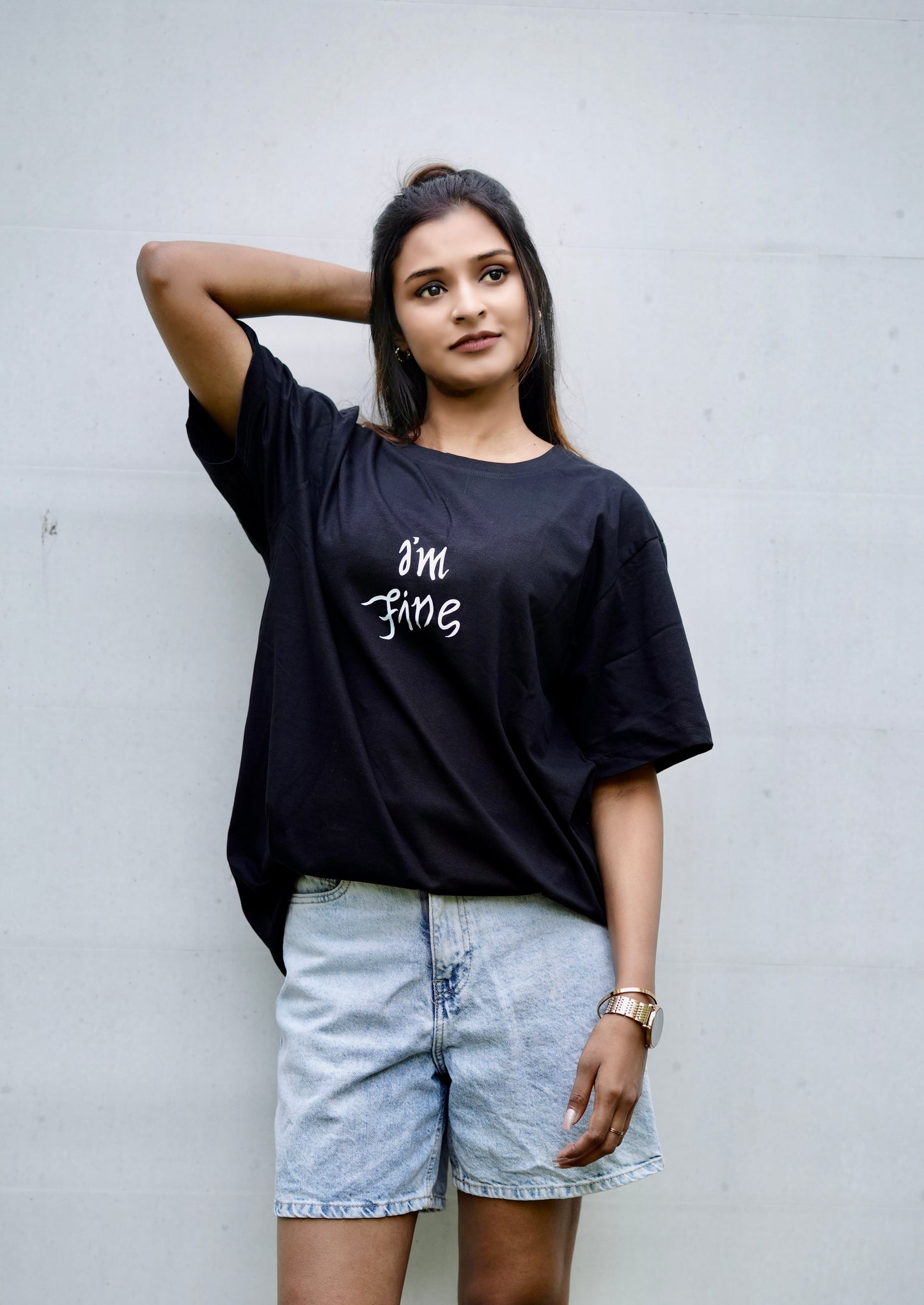 I'm Fine Regular Fit Unisex BTS Black Unique T-Shirt