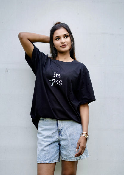 I'm Fine Regular Fit Unisex BTS Black Unique T-Shirt