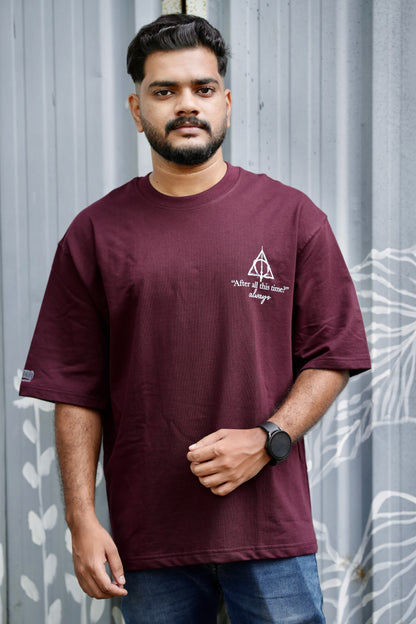 Harry Potter Fanclub Burgundy Oversized Unisex Retro T-shirt