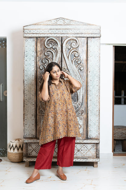 Kalamkari At First Bloom - Turmeric Yellow - Maternity Coords | Retro Cotton
