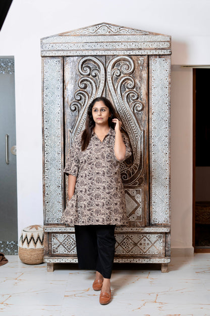 Kalamkari At First Bloom - Holy Ash Grey - Maternity Coords | Retro Cotton