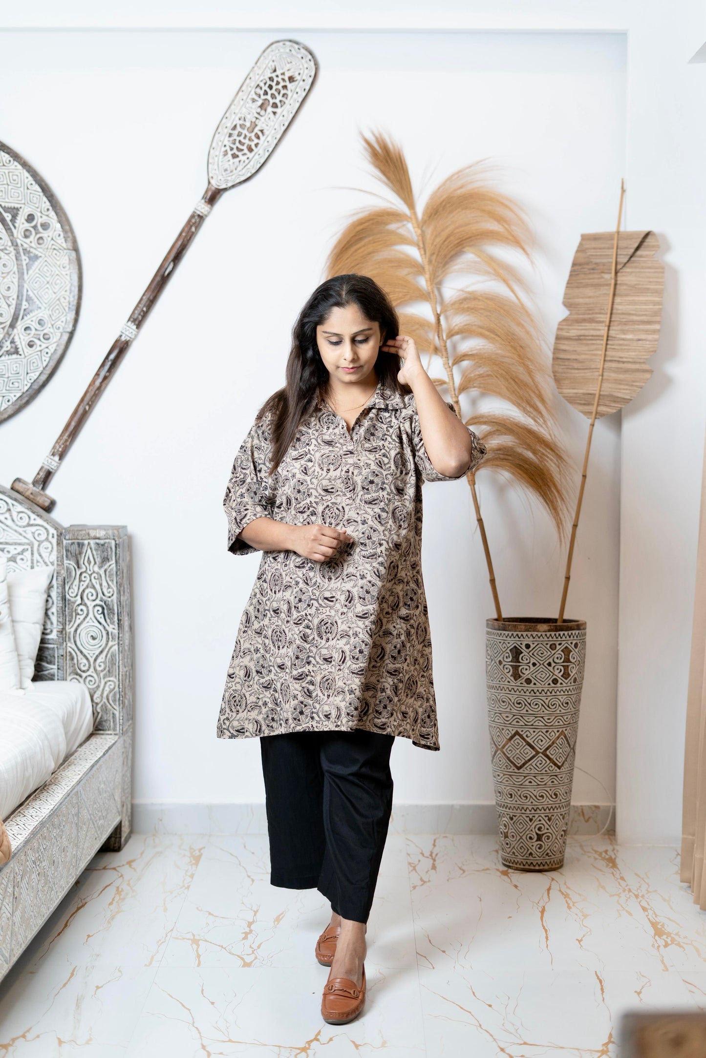 Kalamkari At First Bloom - Holy Ash Grey - Maternity Coords | Retro Cotton