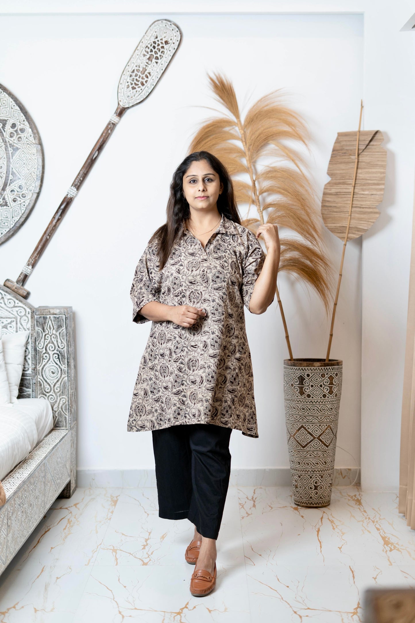 Kalamkari At First Bloom - Holy Ash Grey - Maternity Coords | Retro Cotton
