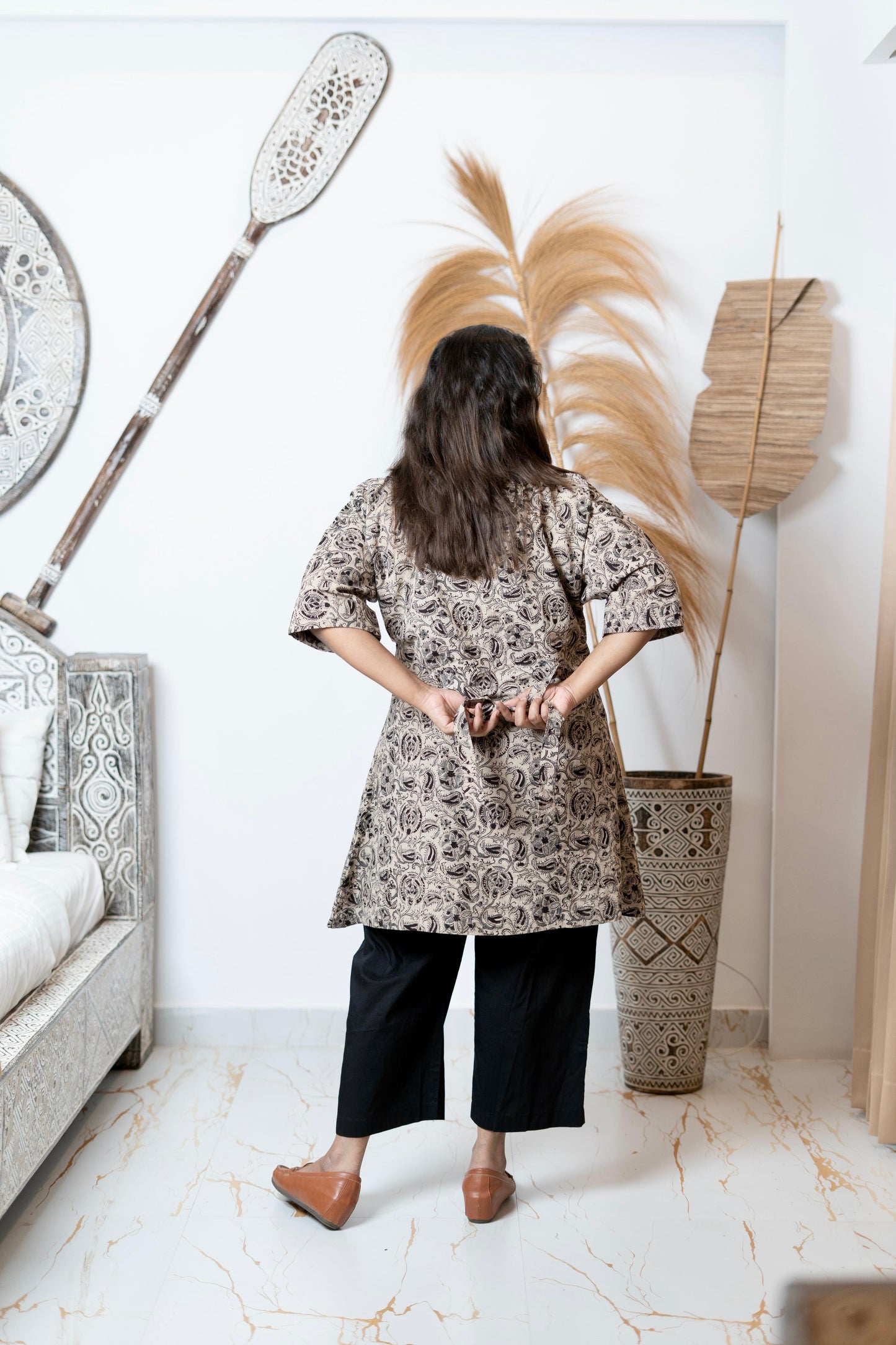 Kalamkari At First Bloom - Holy Ash Grey - Maternity Coords | Retro Cotton