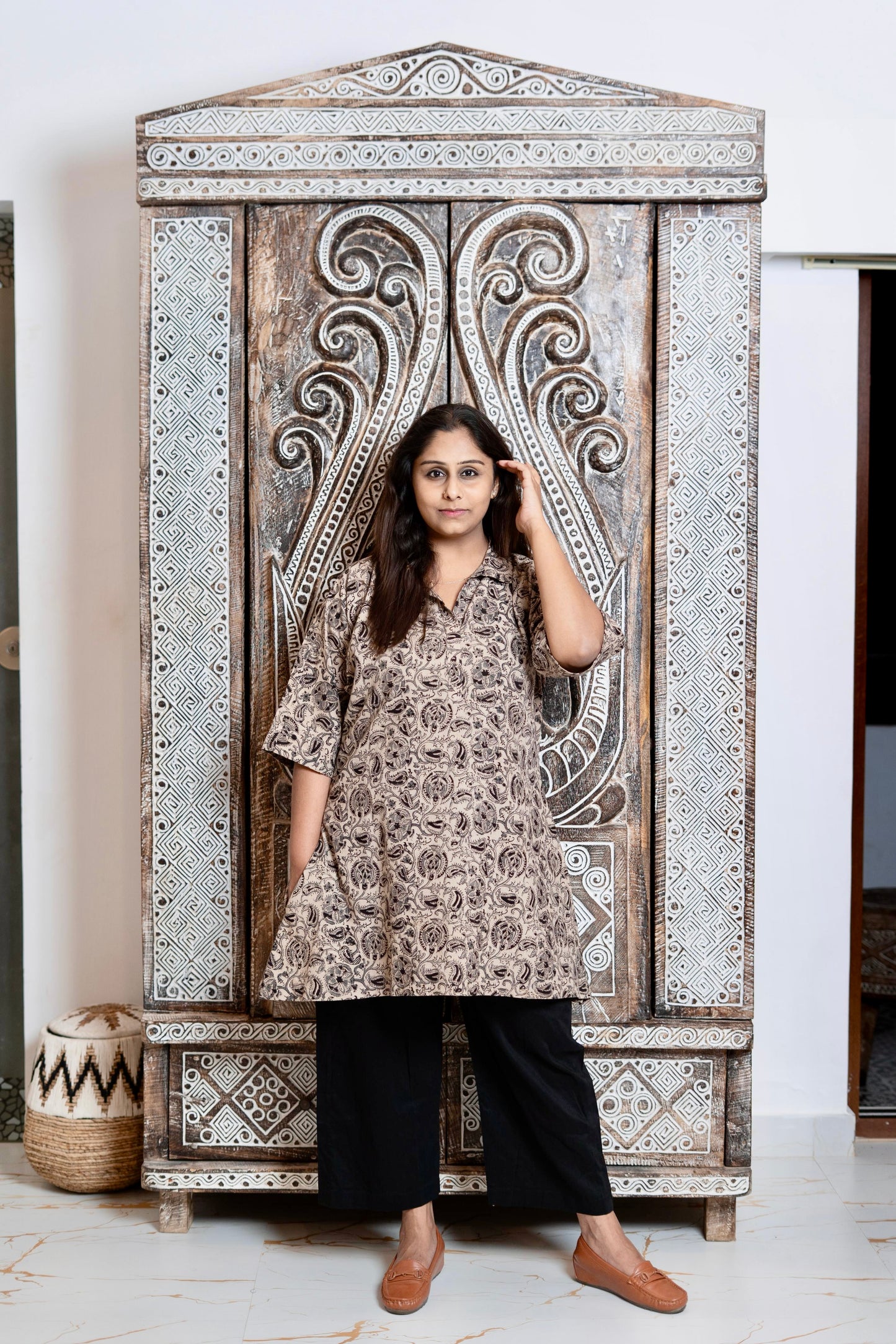 Kalamkari At First Bloom - Holy Ash Grey - Maternity Coords | Retro Cotton