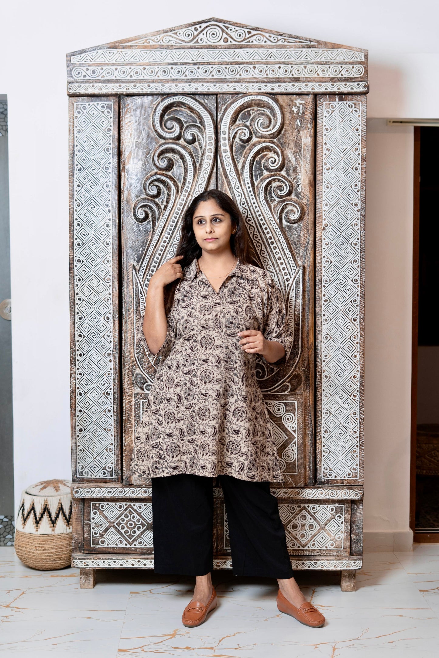 Kalamkari At First Bloom - Holy Ash Grey - Maternity Coords | Retro Cotton