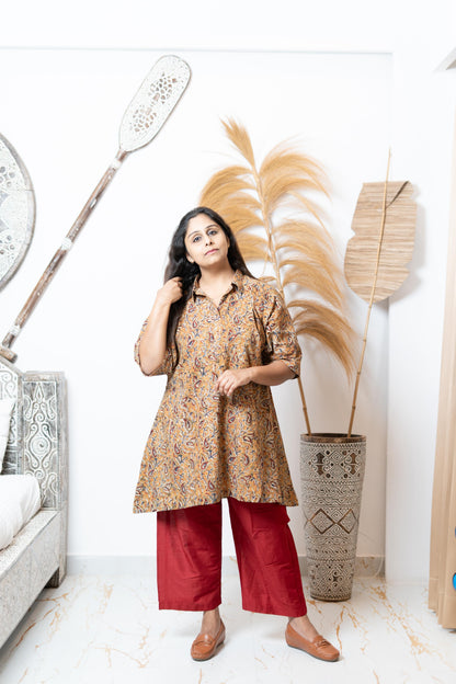 Kalamkari At First Bloom - Turmeric Yellow - Maternity Coords | Retro Cotton