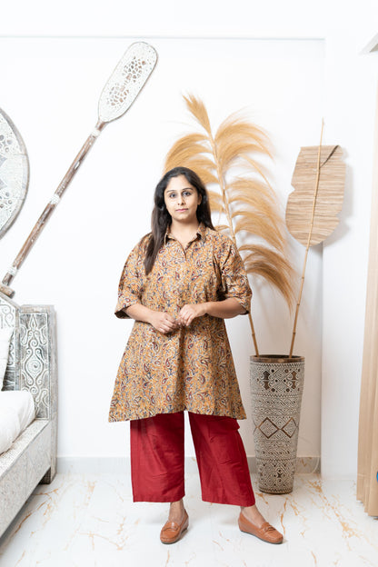 Kalamkari At First Bloom - Turmeric Yellow - Maternity Coords | Retro Cotton