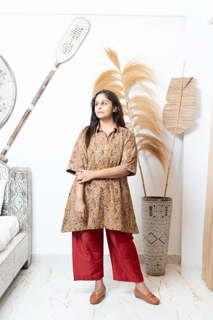 Kalamkari At First Bloom - Turmeric Yellow - Maternity Coords | Retro Cotton