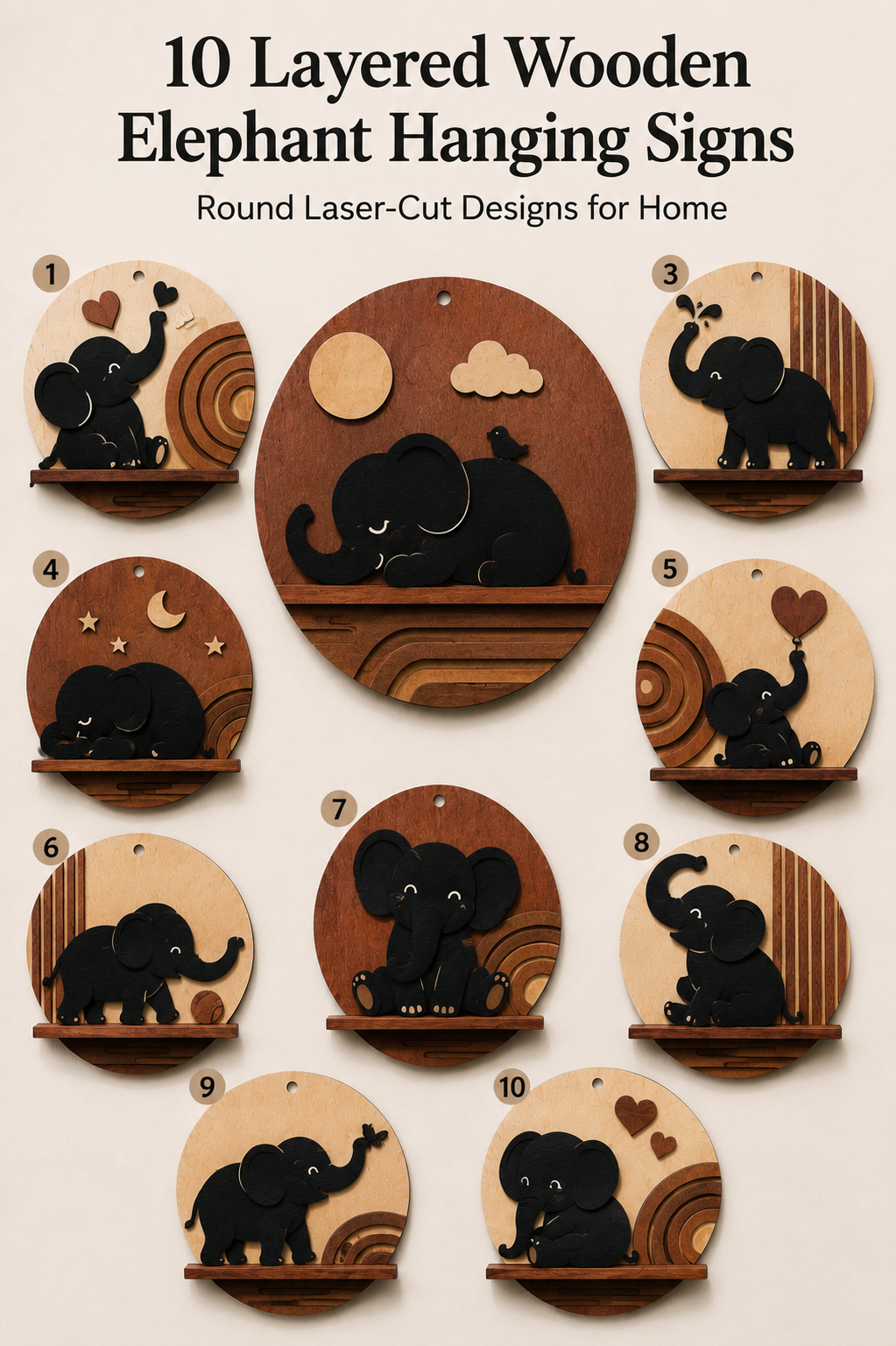 Layered Elephant Wall Stands