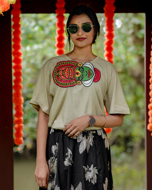 Kathakali Drip Beige Unisex T-Shirt